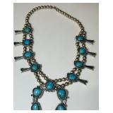 VINTAGE STERLING SILVER TURQUOISE SQUASH BLOSSOM