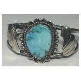 STERLING SILVER TURQUOISE CUFF BRACELET 25 GRS