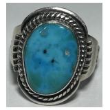 STERLING SILVER TIRQUOISE RING 10.5 GRS