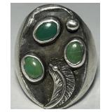 STERLING SILVER NAVAJO GREEN TURQUOISE RING 19 GR