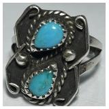 STERLING SILVER TURQUOISE RING 4.2 GRS