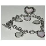 ROSS SIMONS STERLING SILVER PINK MOP HEART CHARM