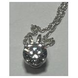 STERLING SILVER CZ PENDANT WITH  16 INCH CHAIN