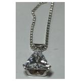 STERLING SILVER CZ PENDANT WITH 18INCH CHAIN 3.60G