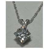 STERLING SILVER CZ PENDANT WITH  18INCH CHAIN