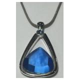 STERLING SILVER GEMSTONE PENDANT WITH 16INCH CHAIN