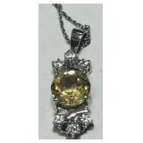 STERLING SILVER GEMSTONE PENDANT WITH CHAIN 4.30G