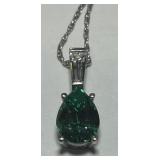 STERLING SILVER GEMSTONE PENDANT WITH 18INCH CHAI