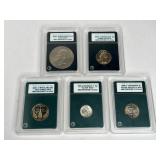 LOT OF 5 BEAUTIFUL MS70 GRADED U.S. COINS IN SLABS