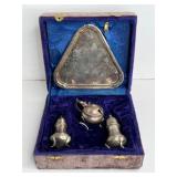 ANTIQUE STAGECOACH TRAVELING S&P SUGAR SET