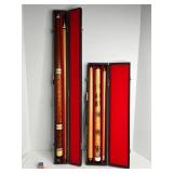 LOT OF 2 VINTAGE HANDCARVED WOOD POOL CUE STICKS