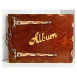ANTIQUE ALL WOOD FOLK ART PHOTO ALBUM - HANDMADE