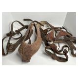 LARGE LOT OF ANTIQUE LEATHER HORSE TACK - HANDMADE