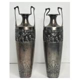 PAIR OF VINTAGE BEAUTIFUL PEWTER ART DECO VASES