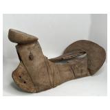 ANTIQUE ALL WOOD HORSE SADDLE - EARLY 1800'S
