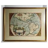 LARGE FRAMED ANTIQUE MAP - COLORED STEEL ENGRAVING