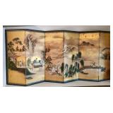 ANTIQUE JAPANESE SIX PANEL ROOM DIVIDER SCREEN