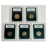 LOT OF 5 BEAUTIFUL MS70 GRADED U.S. COINS IN SLABS