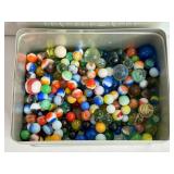 HUGE LOT OF ANTIQUE VINTAGE MARBLES IN TIN