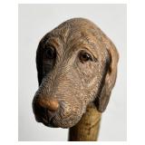 ANTIQUE HAND CARVED WOOD CANE WITH DOG HEAD