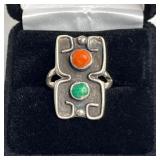 NATIVE AMERICAN TURQUOISE SILVER RING - OLD