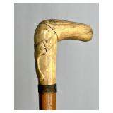 BEAUTIFUL HANDMADE ANTIQUE CANE WITH CARVED IVORY
