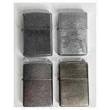 LOT OF 4 VINTAGE ZIPPO LIGHTERS
