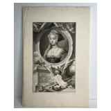 ANTIQUE 1746 COPPER ENGRAVING OF JANE SEYMOUR