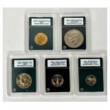 LOT OF 5 BEAUTIFUL MS70 GRADED U.S. COINS IN SLABS