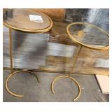 486 - TWO ROUND GLASS-TOP SIDE TABLES (Z125)