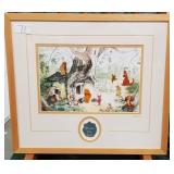 71 - DISNEY WINNIE-THE-POOH ART WITH COA FRAMED