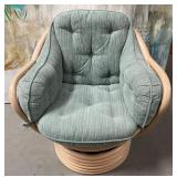 11 - VINTAGE 1970S RATTAN PENCIL REED SWIVEL CHAIR