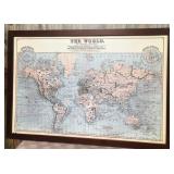 11 - MAP OF THE WORLD FRAMED 46X31' (M48)