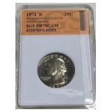 PP - 1971 S PROOF CAMEO QUARTER (PP15)