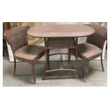 11 - WICKER TABLE WITH TWO CHAIRS
