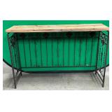 11 - WROUGHT IRON & RUSTIC WOOD BAR / COUNTER