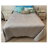 11 - BED, MATTRESS , REMOTE, NIGHTSTANDS, BEDDING