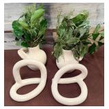 486 - VASES WITH FAUX PLANTS & SCULPTURES (Z97)