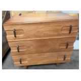 486 - RUSTIC-STYLE THREE-DRAWER SIDE TABLE