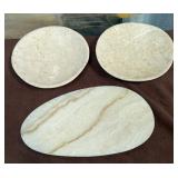 486 - TWO SMALL STONE BOWLS & 'PLATE' (Z100)