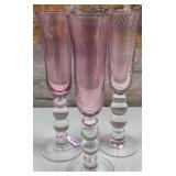 43 - PINK STEMMED GLASSWARE FLUTE SET