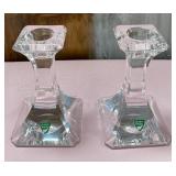 71 - PAIR OF ORREFORS SWEDEN CRYSTAL CANDLESTICKS