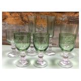 43 - ELEGANT GREEN STEMWARE GLASS SET
