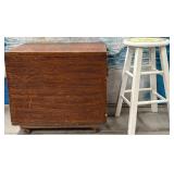 11 - WHEELED STORAGE BOX & WOODEN STOOL (A12)