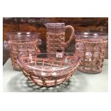 43 - WOVEN GLASS SERVING AND PITCHER SET