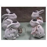 43 - CERAMIC BUNNY TEALIGHT HOLDER SET