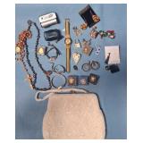 11 - MIXED LOT EVENING BAG & COSTUME JEWELRY (A107