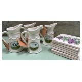 43 - FARM ANIMAL CERAMIC PITCHER SET