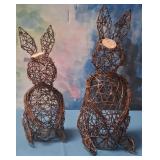 43 - HANDWOVEN RATTAN BUNNY DECOR PAIR