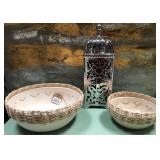 43 - WOVEN BASKETS WITH METAL LANTERN